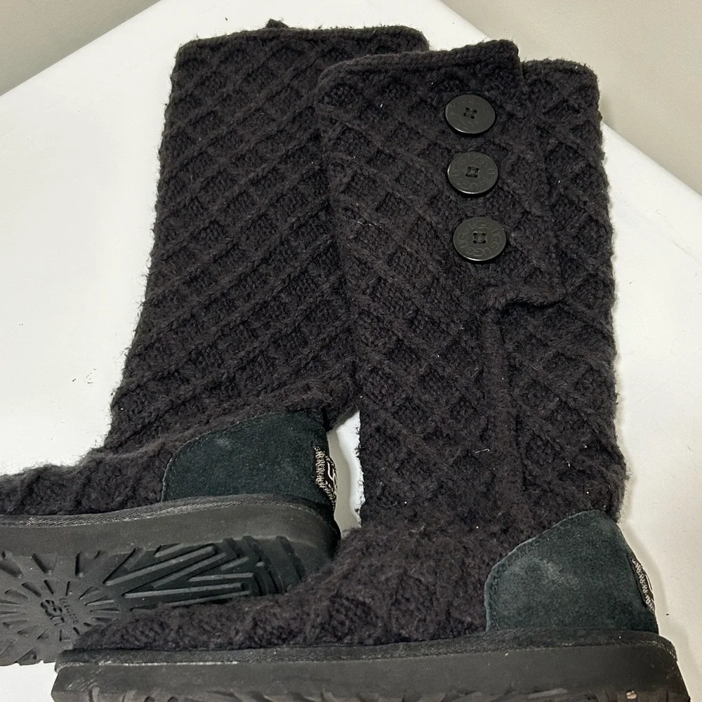 Ugg Lattice Cardy Knit Boots Black Size 7